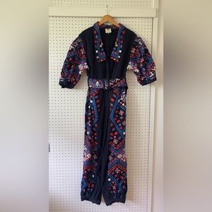 Farm Rio Embroidered Corduroy Jumpsuit